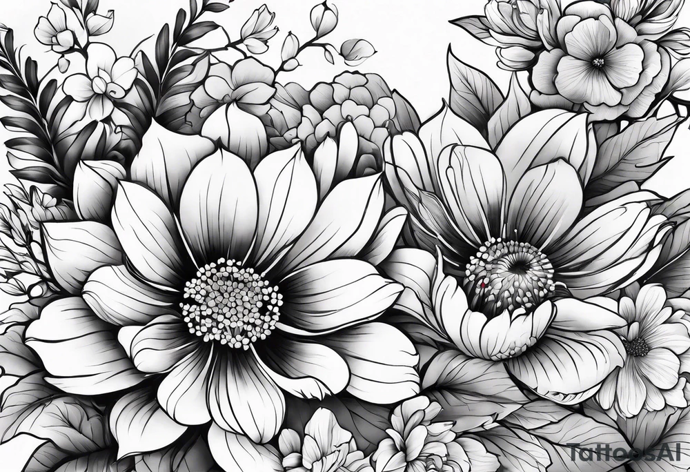 sleeve of Japanese flowers tattoo idea