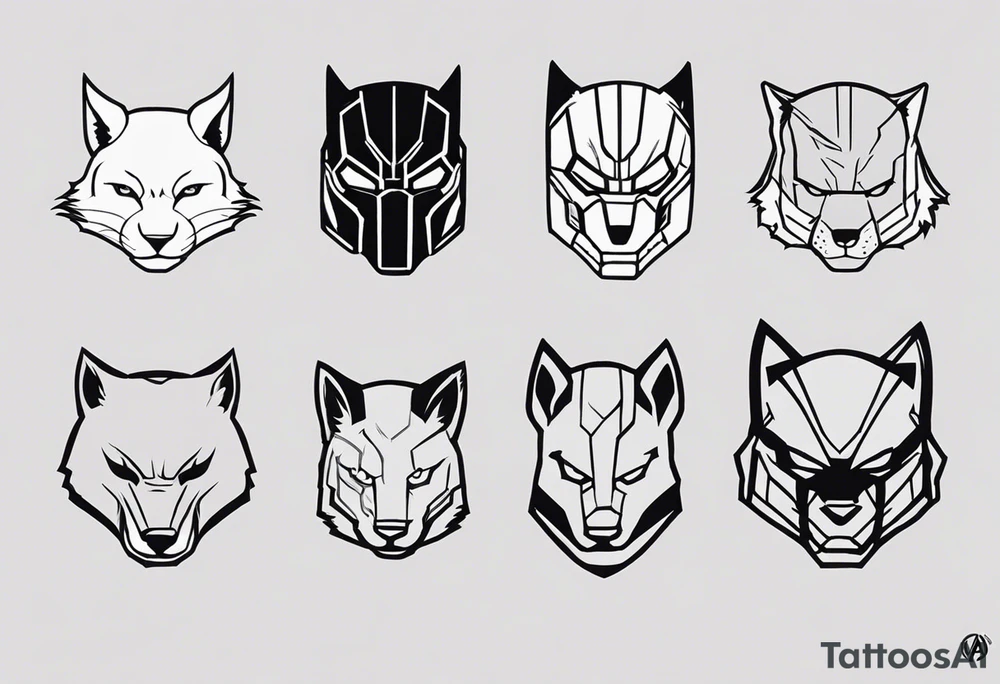 I want to change Avengers Team characters with animals. Hulk will be Badger, Thor will be Alpha Grey Wolf, Captain America will be Bull, Iron Man will be Canary, Black Widow will be Axolotl, Hawk Eye will be Sudan Plated Lizard and Nick Fury will be Cat. tattoo idea