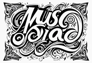 Twist the word “music” tattoo idea