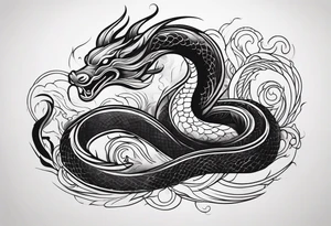 mythical serpent with smoke body tattoo idea