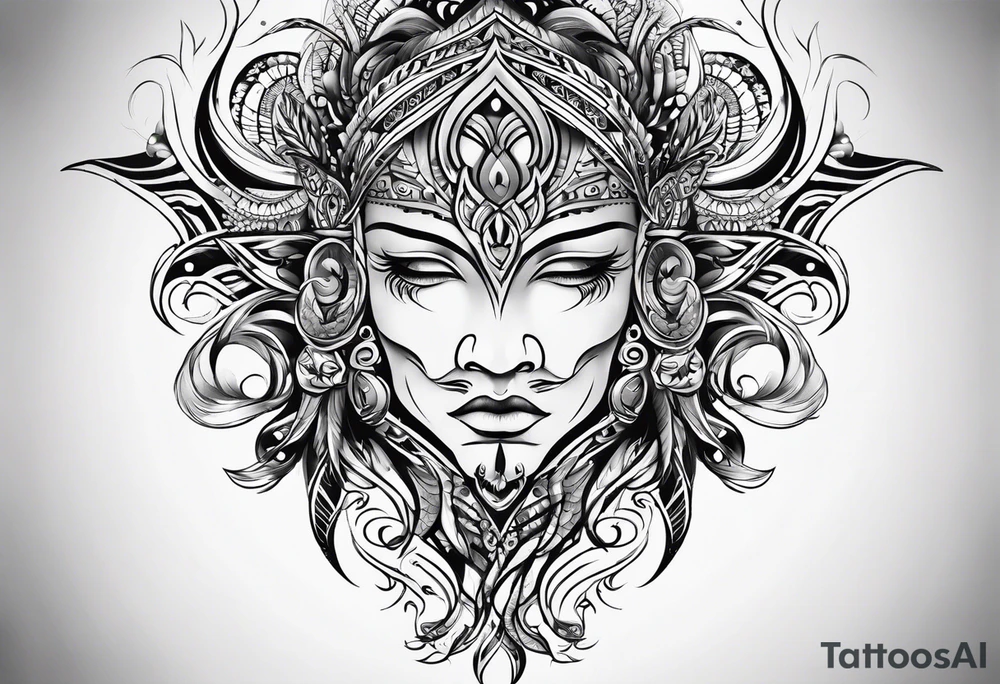 Water flowing tribal designed tattoo tattoo idea