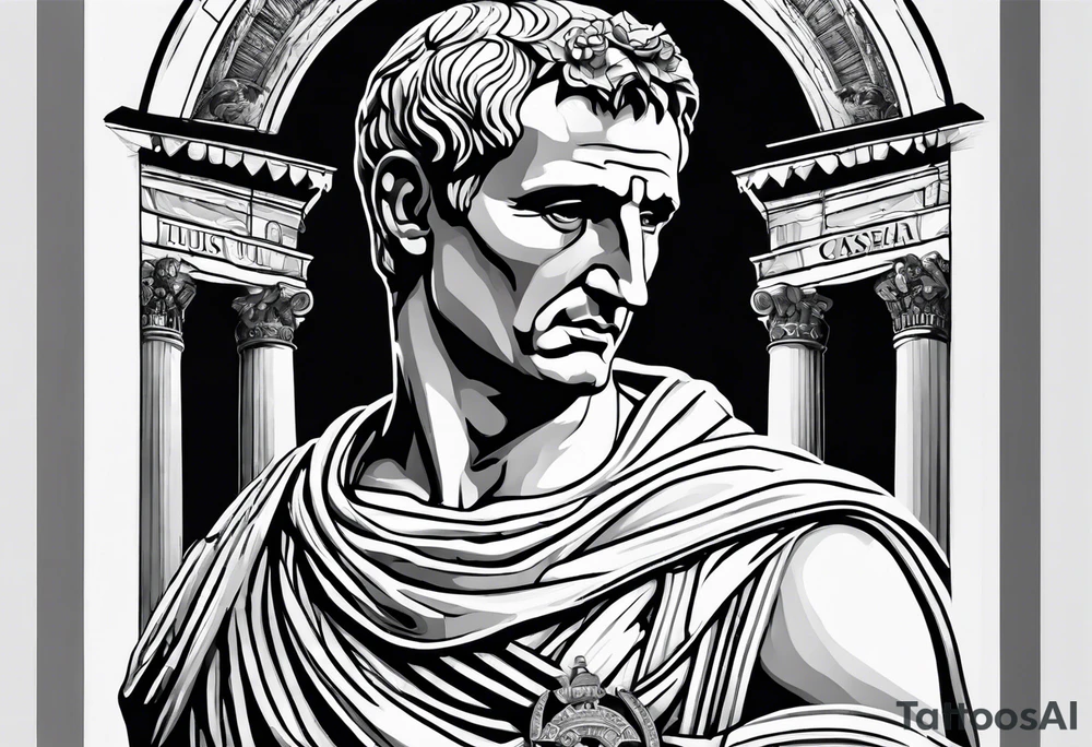 Julius Caesar statue and colosseum tattoo idea