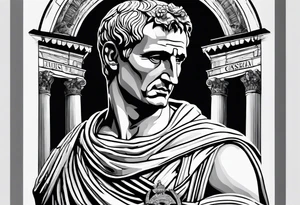 Julius Caesar statue and colosseum tattoo idea