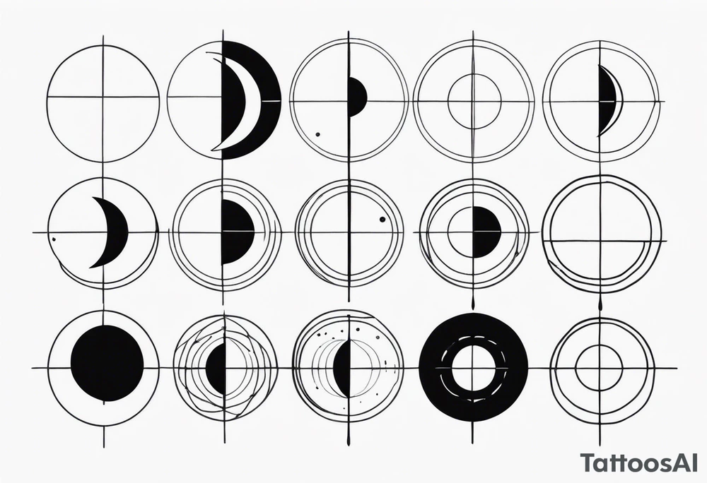 Moon phases in a line tattoo idea