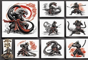 Samurai fighting a cobra tattoo idea