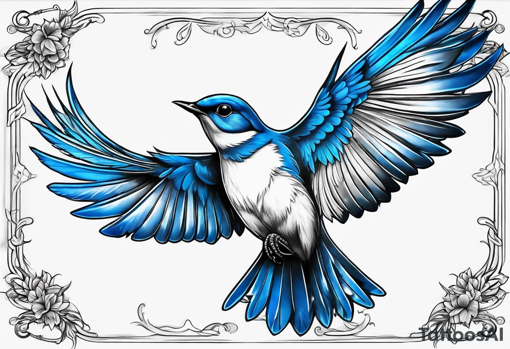 bluebird of happiness in flight tattoo idea