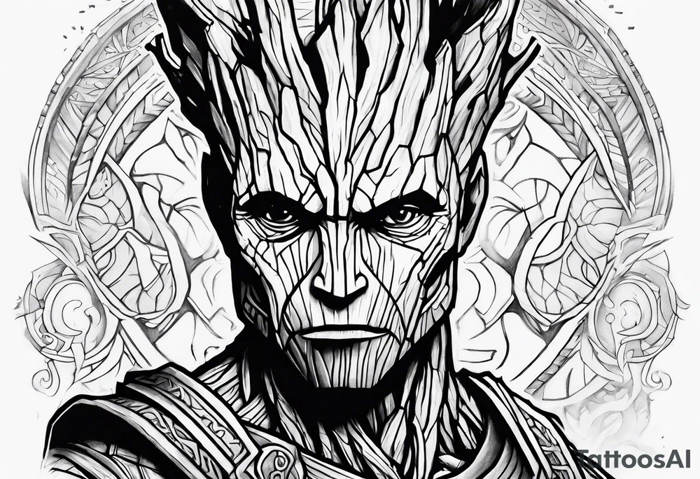 Groot ancient warrior young tattoo idea