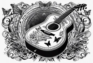 Guitar, butterfly, rainbow, Woody tattoo idea