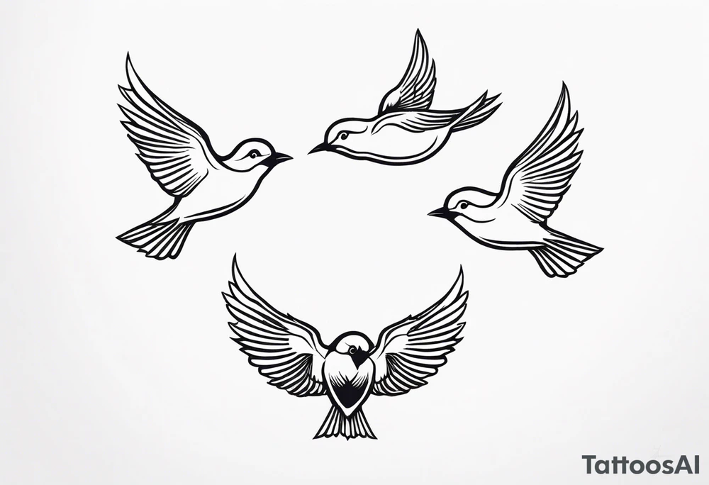 Four little birds... two of them are flying tattoo idea