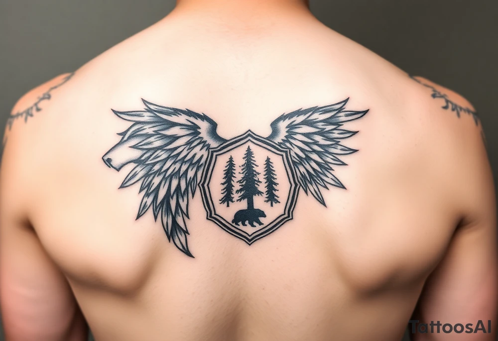 Native American tribal symbol ( wolf, eagle, bear, tree, etc ) with a Caudle emblem or crest tattoo idea