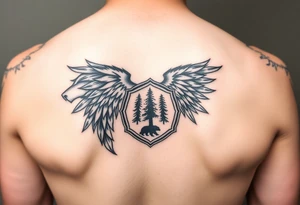 Native American tribal symbol ( wolf, eagle, bear, tree, etc ) with a Caudle emblem or crest tattoo idea