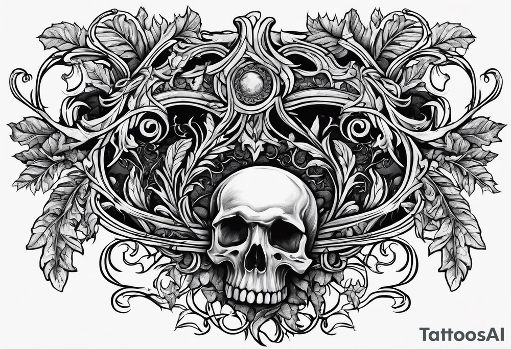 Leafy vines with grave tattoo idea