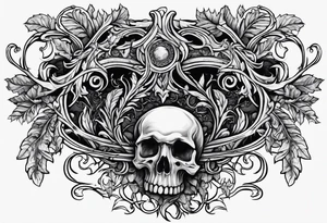 Leafy vines with grave tattoo idea