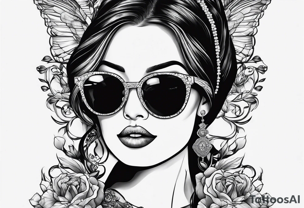 Life finds a way saying add glasses to woman tattoo idea