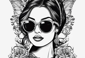 Life finds a way saying add glasses to woman tattoo idea
