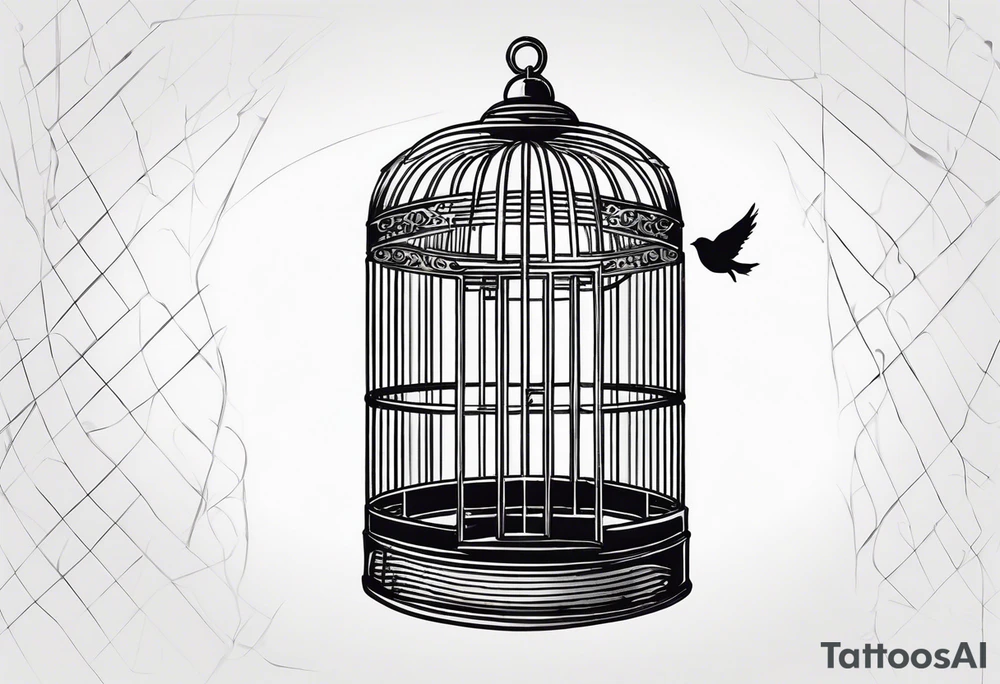 Empty bird cage tattoo idea
