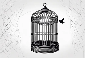 Empty bird cage tattoo idea