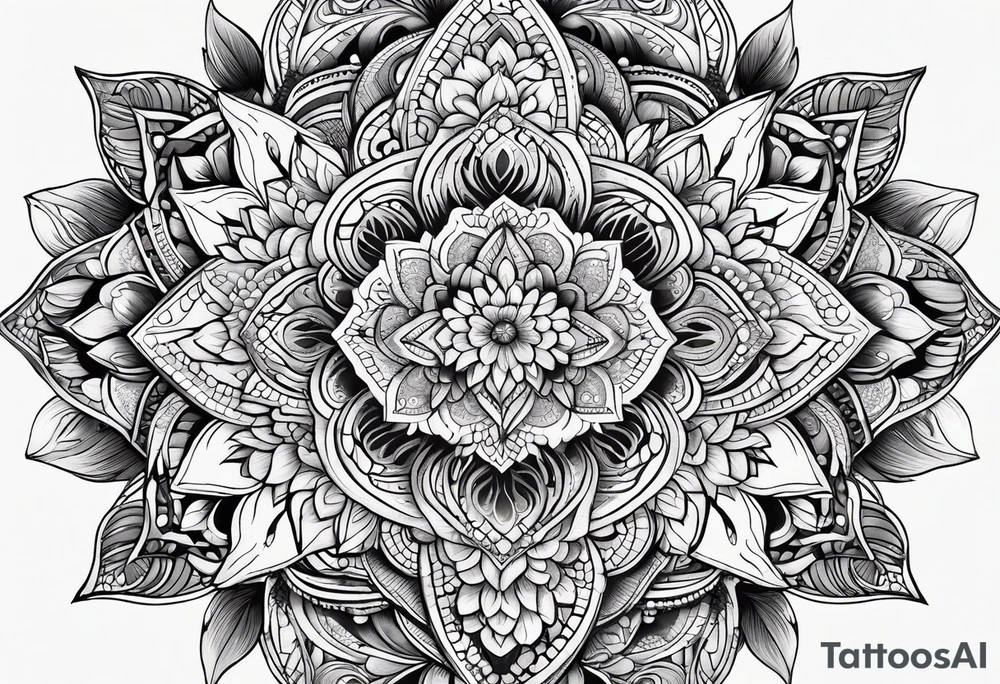 An intricate mandala design incorporating elements of nature and wisdom tattoo idea