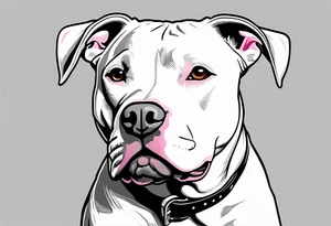 white pitbull pointed ears, pink nose tattoo idea