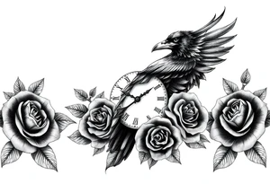 raven,roses,clock. tattoo idea