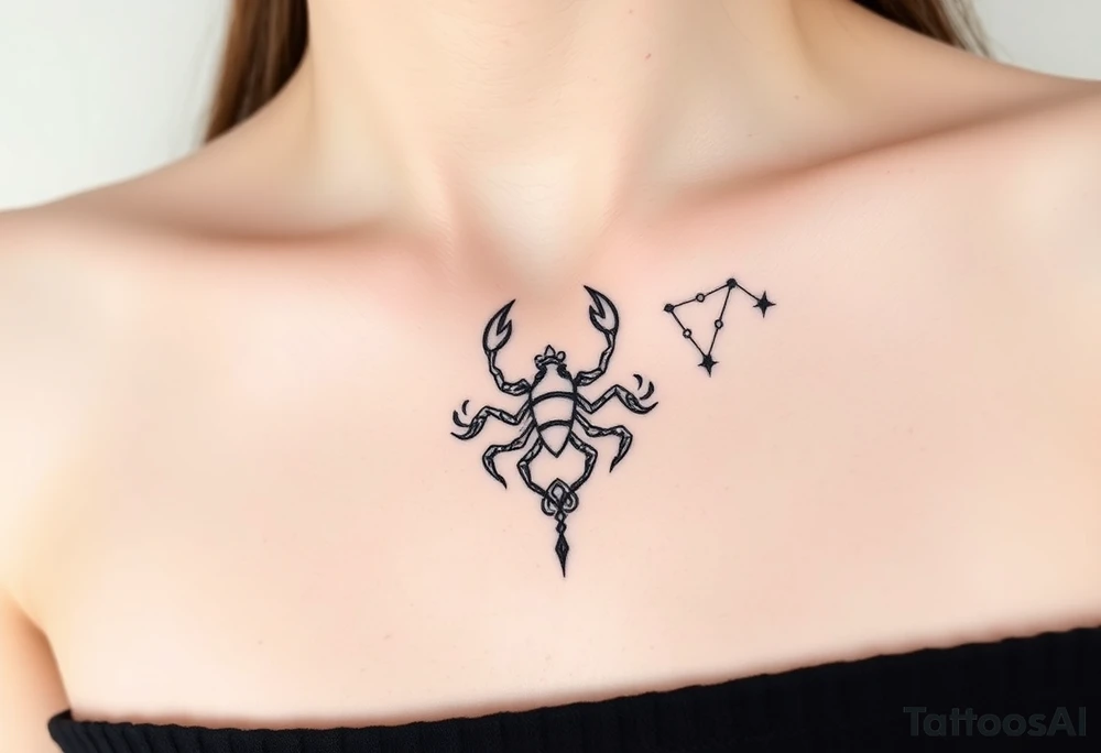 A medium tattoo including the Scorpio constellation , the Virgo constellation combined tattoo idea
