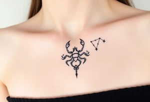 A medium tattoo including the Scorpio constellation , the Virgo constellation combined tattoo idea
