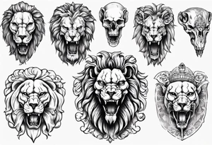 Lion skull statue Roman ancient tattoo idea