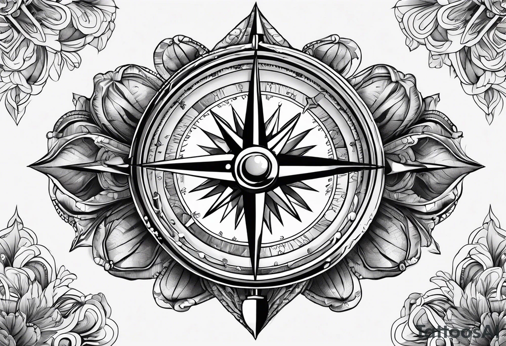 Compass, pirate, oyster with pearl tattoo idea