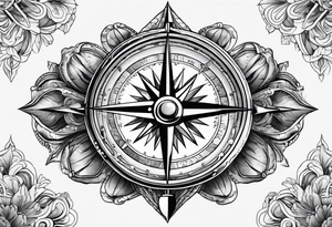 Compass, pirate, oyster with pearl tattoo idea