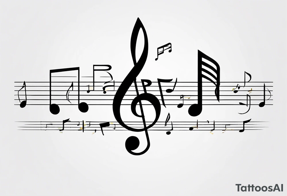 Musical notes incorporating the letters R and L tattoo idea