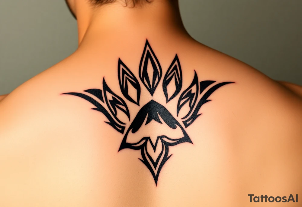 Majestic Siberian husky paw print tattoo idea