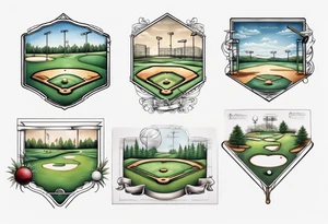 baseball diamond and golf course blueprint tattoo idea