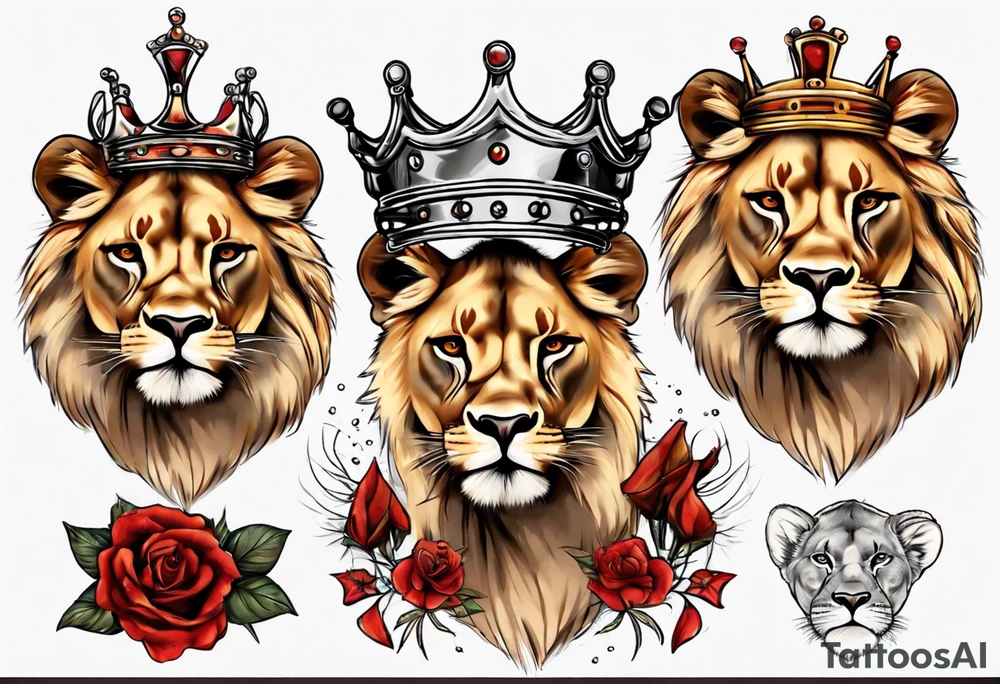 lioness with a crown tattoo idea
