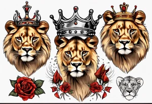 lioness with a crown tattoo idea