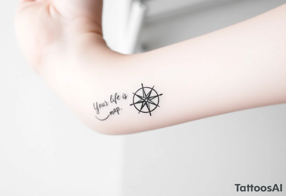 Your life is a map with no compass. With a small compass symbol tattoo idea Your life is a map with no compass. With a small compass symbol tattoo idea