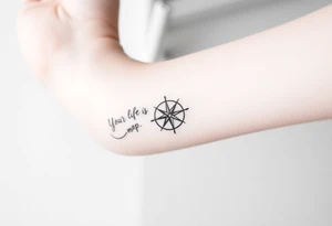 Your life is a map with no compass. With a small compass symbol tattoo idea
