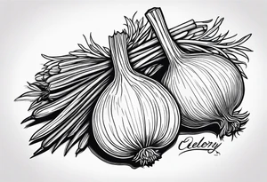 Onion, carrots, celery tattoo idea