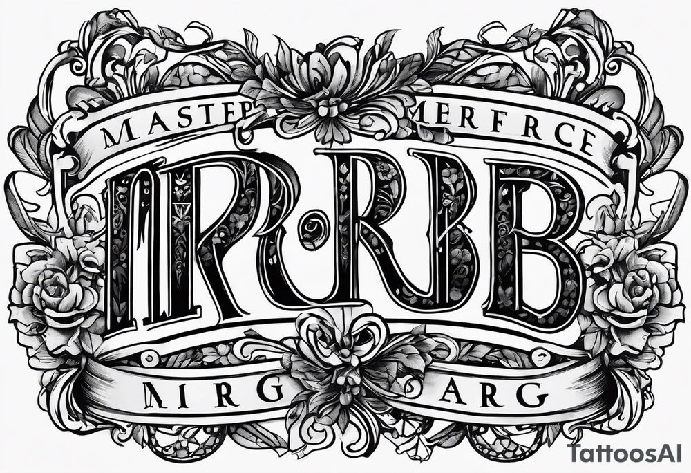 letters: "MRBG" underlined, equally separated
simple, clear, plain, unadorned, no background tattoo idea