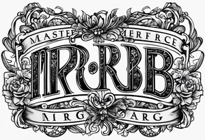 letters: "MRBG" underlined, equally separated
simple, clear, plain, unadorned, no background tattoo idea