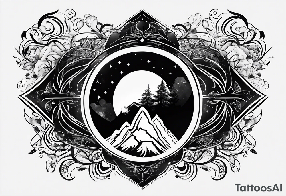 earth symbol, fire symbol tattoo idea
