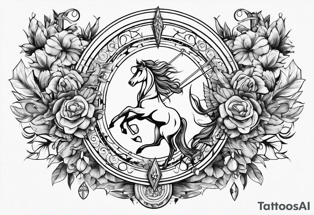 Leo and sagittarius zodiac merged tattoo idea