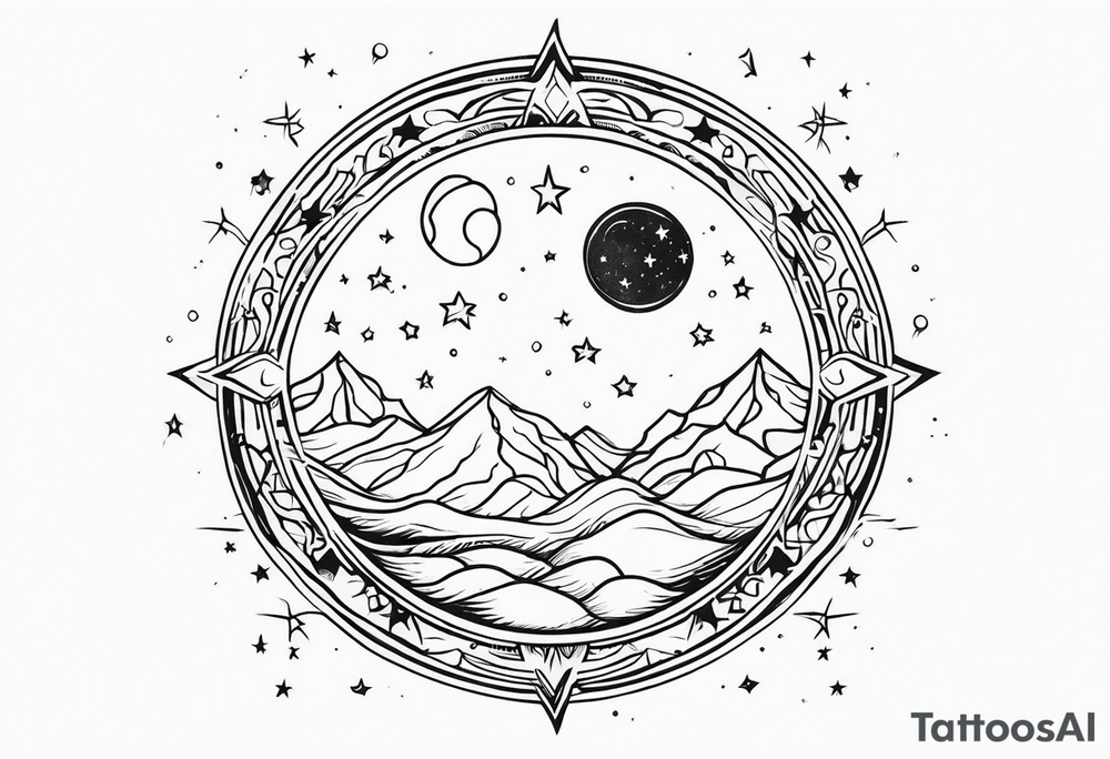 Mother earth celestial stars moon sun tattoo idea