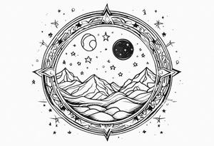 Mother earth celestial stars moon sun tattoo idea