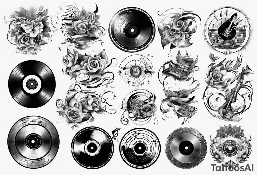 sound music disc jokey tattoo idea