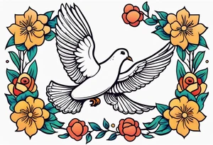 dove

vintage tattoo style old school traditional bold color simple with flowers surrounded tattoo idea