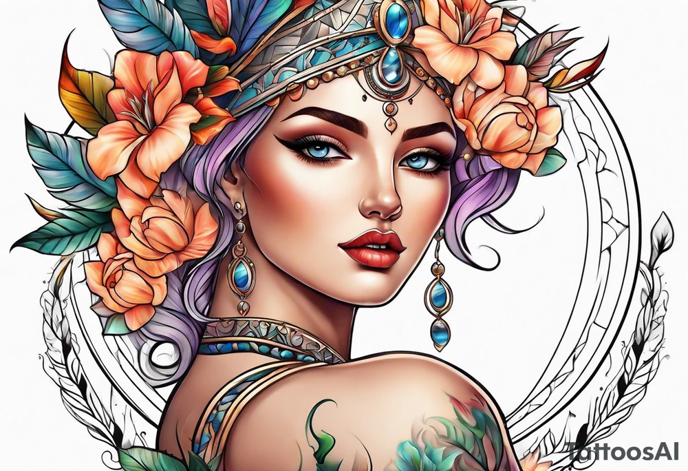 Full body goddess Venus tattoo idea