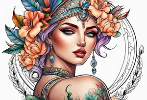 Full body goddess Venus tattoo idea