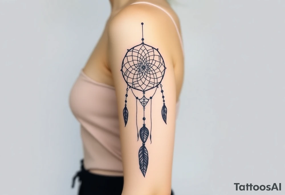 Dreamcatcher with runes caught in it with protection symbol tattoo idea