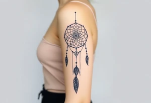 Dreamcatcher with runes caught in it with protection symbol tattoo idea