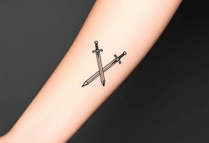 swords that are straight and only 2 of them crossing or laying flat tattoo idea